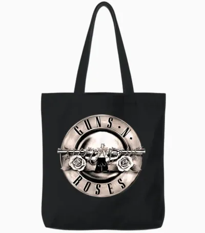 Official Guns N' Roses Vintage Ball Logo Rock Band Music Tote Bags - Black