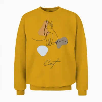 Cat Line Art Unisex Sweatshirt - Gold