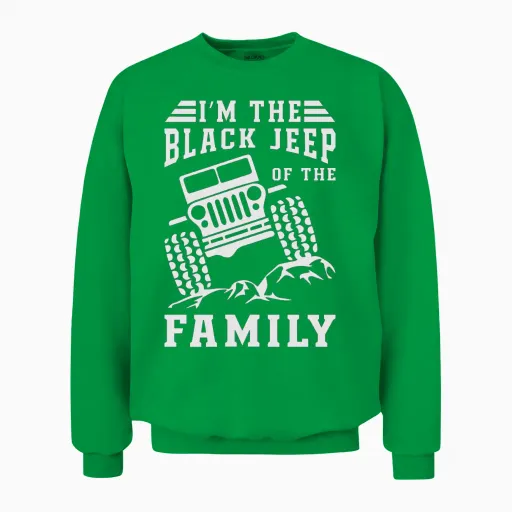 Black Jeep of the Family Unisex Sweatshirt in Irish Green