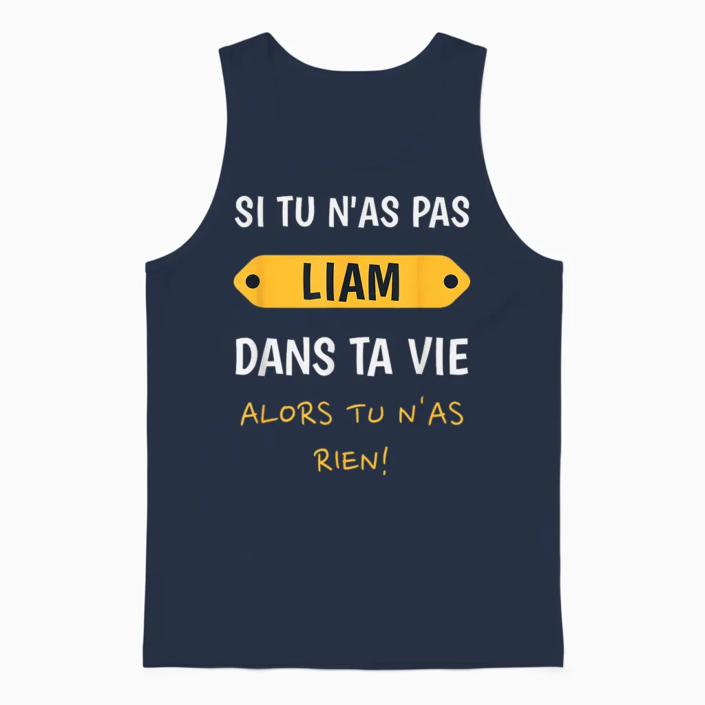 Liam Humour Name Man Liam Custom Gift Liam Unisex Tank Top in Navy