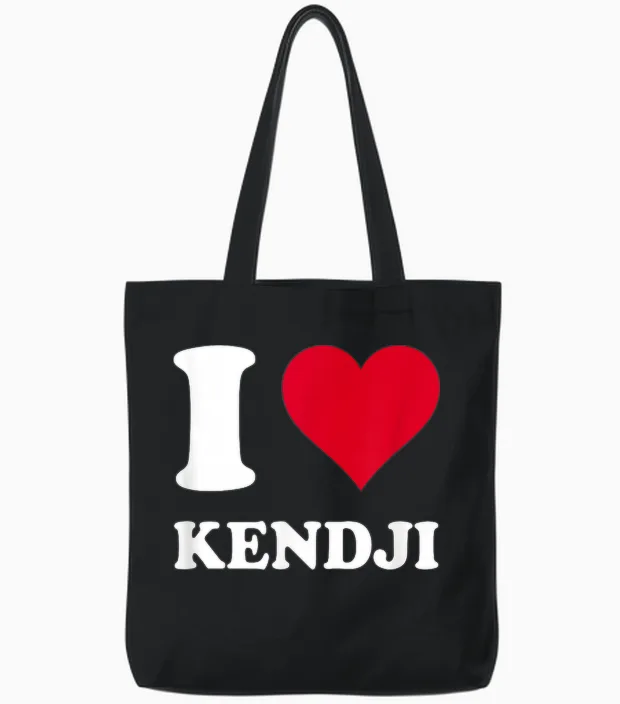 Red Heart I Love Kendji T-Shirt, Black, S Tote Bags in Black