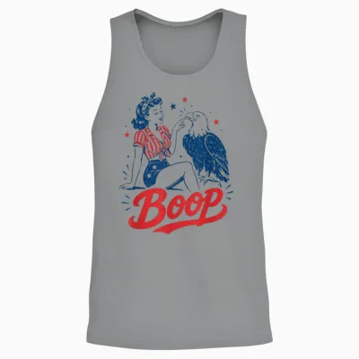 Boop Vintage Usa Girl and Eagle Funny Patriotic Retro Art Unisex Tank Top - Sport Grey