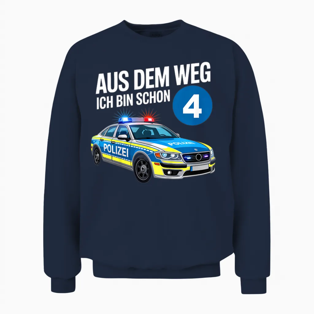 Kinder 4. Geburtstag Polizei 4 Jahre Kinder Junge Ich Bin Schon 4 Unisex Sweatshirt in Navy