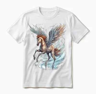 Pegasus Winged Horse Horses Mythology Fantasy Art Unisex T-Shirt - White