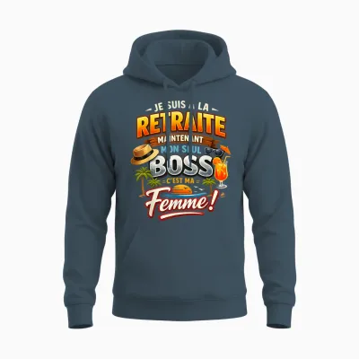 Cadeau Départ Retraite Retraité Homme Mon Seul Boss Ma Femme Unisex Hoodie - Dark Heather