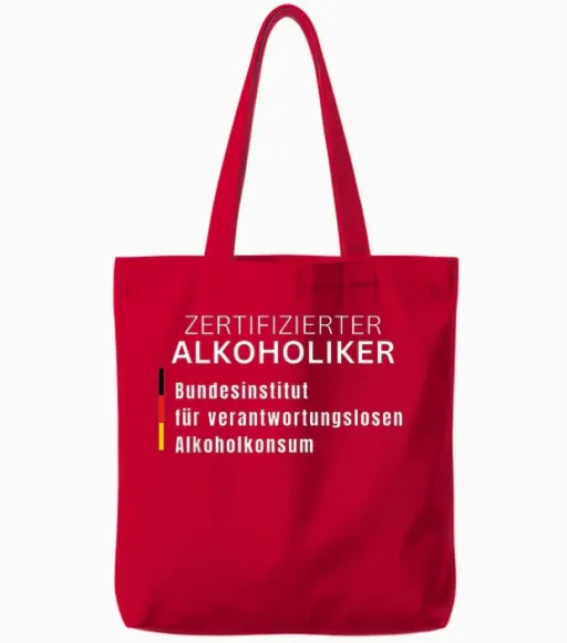 Certified Alcoholic Funny Tote Bags - Red
