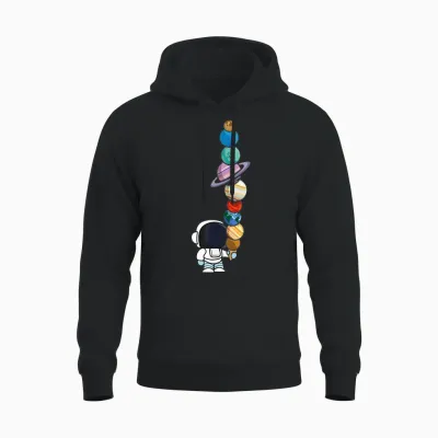 Astronaut Holding Planet Icecream Boysgirls Stem Unisex Hoodie - Black