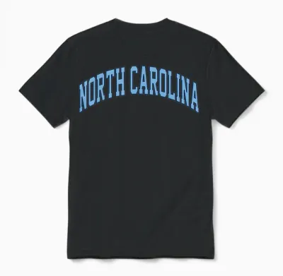 Retro North Carolina Souvenir Simple North Carolina Blue Unisex T-Shirt - Black