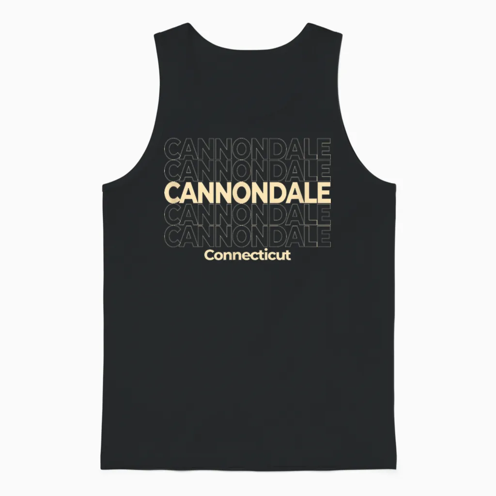 Vintage Cannondale, Connecticut Wiederholter Text Unisex Tank Top in Black
