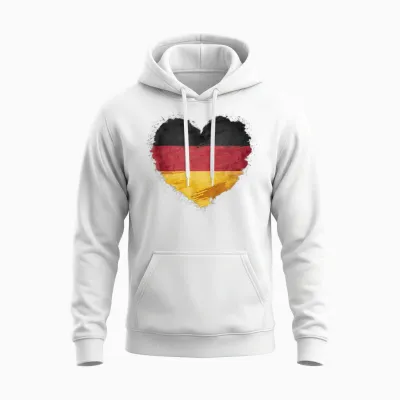 Deutsch Banner Fan Deutschland Flagge Herzform Kunst Unisex Hoodie - White