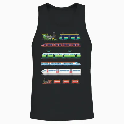 Set of Trains for Boys and Girls Train and Locomotive Lovers T-Shirt, Black Unisex Tank Top - Black