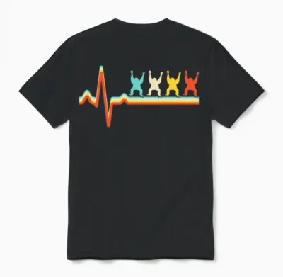 Orang Utan Retro Heartbeat Unisex T-Shirt - Black