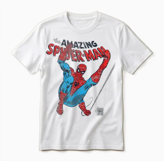 Marvel Spider-Man Retro Web Slinger T-Shirt, White Unisex T-Shirt in White