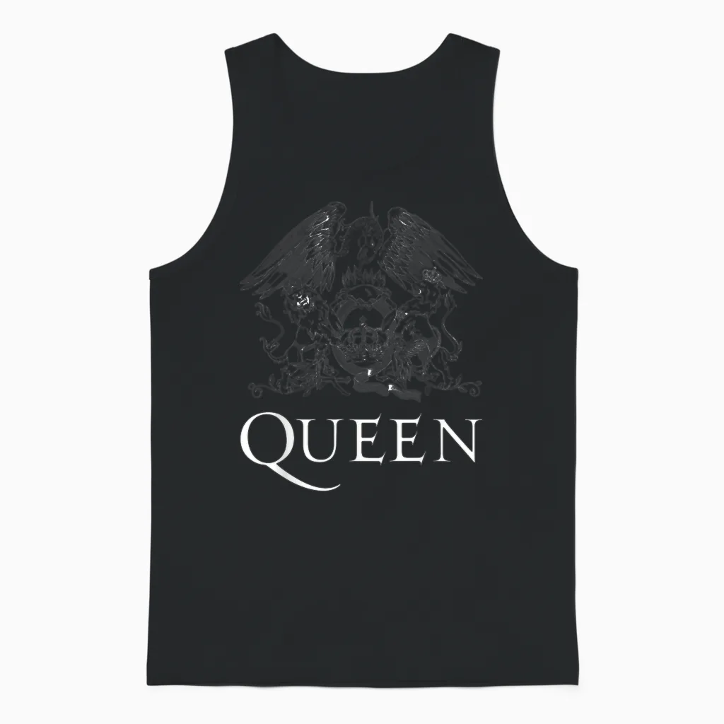 Queen Official Classic Crest Logo White T-Shirt T-Shirt, Black, S Unisex Tank Top in Black