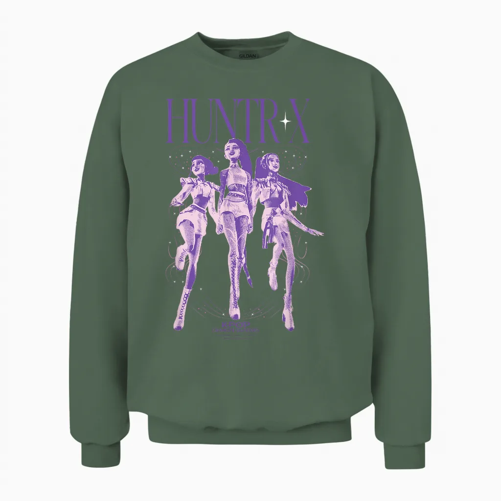 Kpop Demon Hunters Huntrix World Tour Unisex Sweatshirt in Military Green
