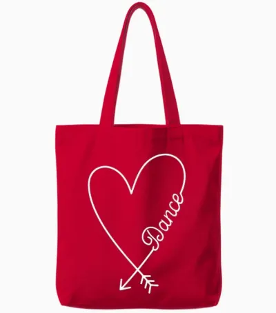 Dance Cute Graphic Heart Love Tote Bags - Red