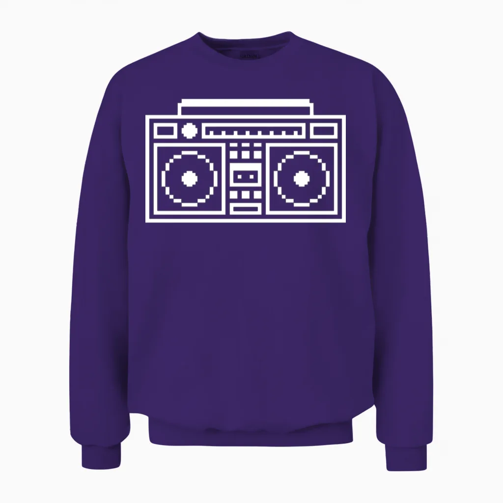 Retro Ghettoblaster Boombox Unisex Sweatshirt in Purple