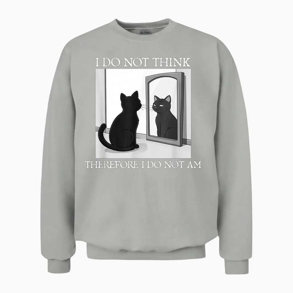 Philosophie Du Chat « I Do Not Think Therefore I Do Not Am Funny » Unisex Sweatshirt in Ash