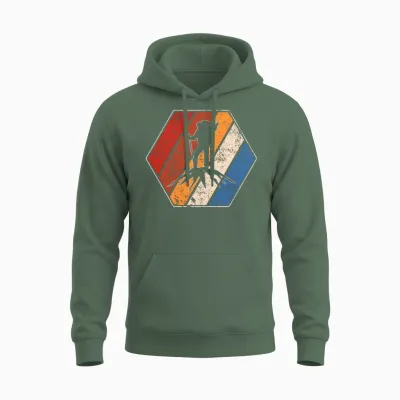 Hiking Retro Unisex Hoodie - Military Green