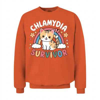 Chlamydia Survivor Inappropriate Adult Humor Unisex Sweatshirt - Orange