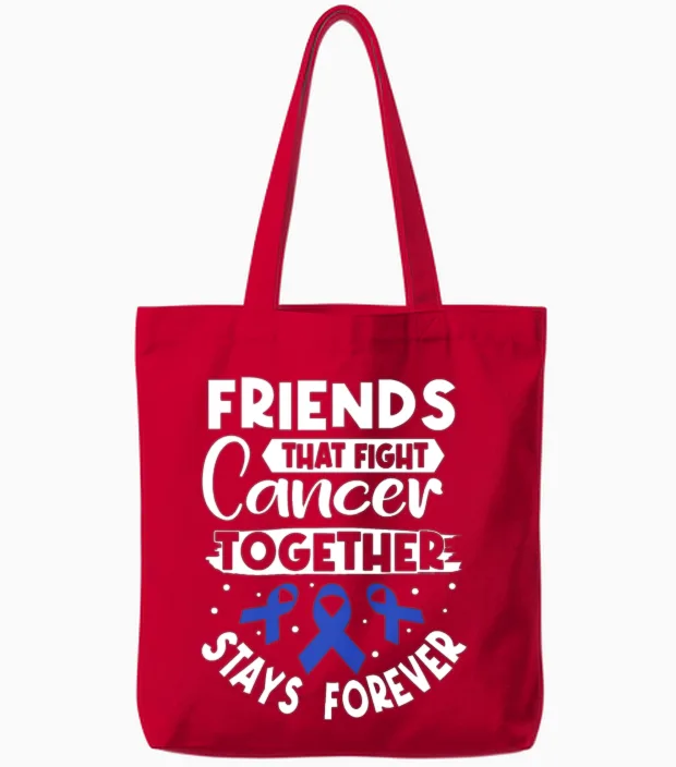 Colon Cancer Support Tote Bags in Red