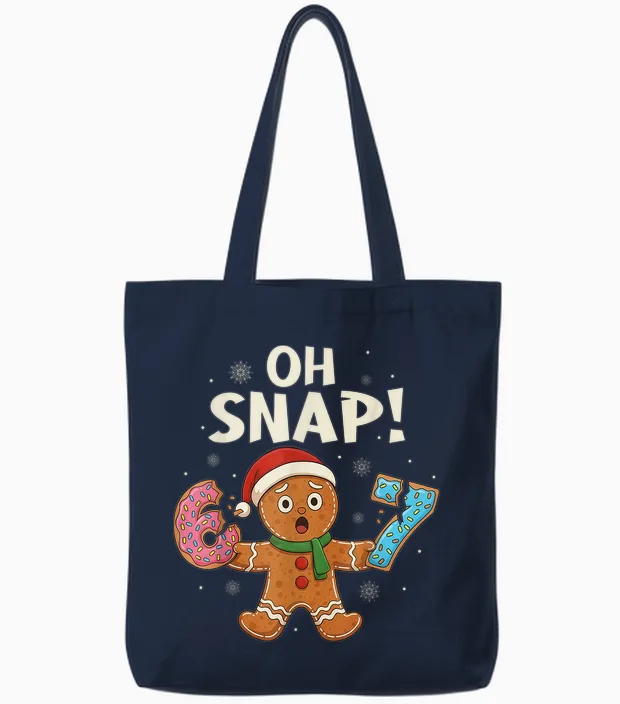 Gingerbread Six Seven 67 Bruh 6 7 Christmas Girl Boys Tote Bags in Navy