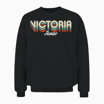 Retro Victoria Texas Unisex Sweatshirt - Black