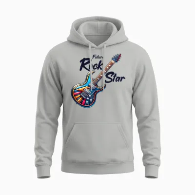 Future Rock Star, Guitar Band, Funny Rock, Girls Boys Kids T-Shirt, Grey, S Unisex Hoodie - Ash