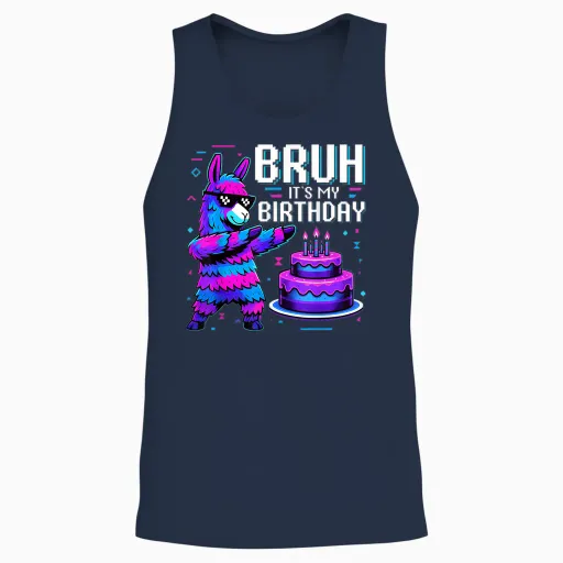 Bruh Its My Birthday Llama Pinata Boy Girl Family Party Bday Unisex Tank Top - Navy