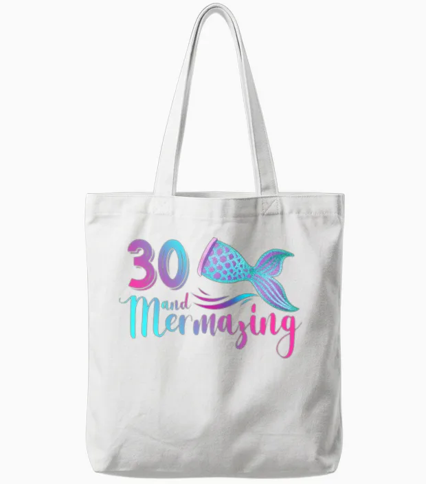 30th and Mermazing 30th Birthday Mermaid Mermazing Tote Bags in White
