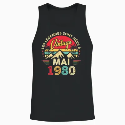 Vintage Mai 1980 Cadeau Anniversaire 46 Ans Hommes Femmes Unisex Tank Top - Black