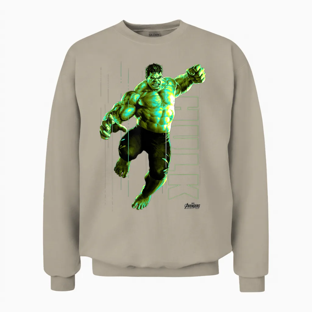 Marvel Infinity War Incredible Hulk Jump Smash Unisex Sweatshirt in Sand