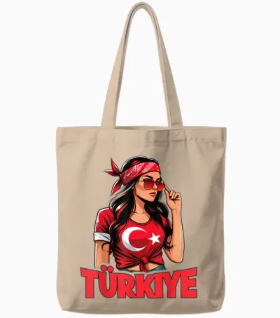 Türkei Flagge Frau Sonnenbrille Mädchen Türkiye Tote Bags - Natural