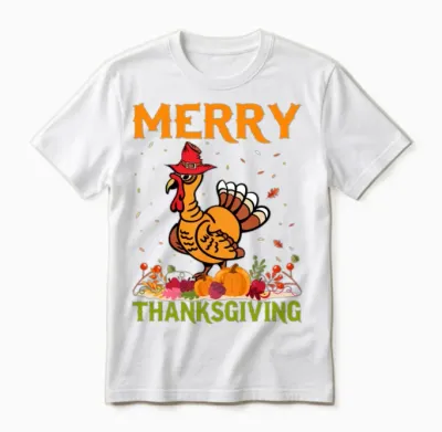 Merry Thanksgiving Turkey Food Thankful Family Day Unisex T-Shirt - White