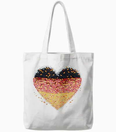 Banner Heart Germany Flag German Fan T-Shirt, Black Tote Bags - White