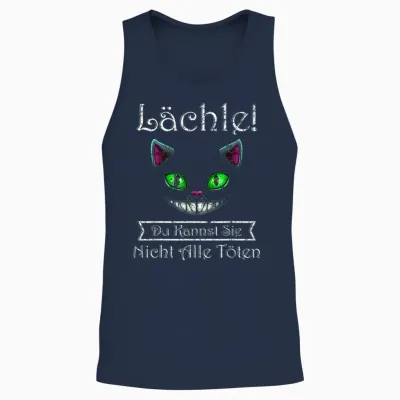 Lächle Du Kannst Sie Nicht Alle Töten Grinsekatze Unisex Tank Top - Navy