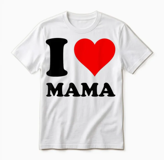 I Love Mama Mom Unisex T-Shirt in White