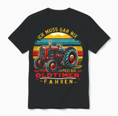 Artipalati Geschenke Oldtimer Traktor Landwirt Landwirtschaft Bauer Trecker T-Shirt Schwarz Klein Unisex T-Shirt - Black