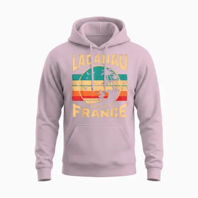 Ville De Lacanau France Surf Enthusiast Waves Unisex Hoodie - Light Pink