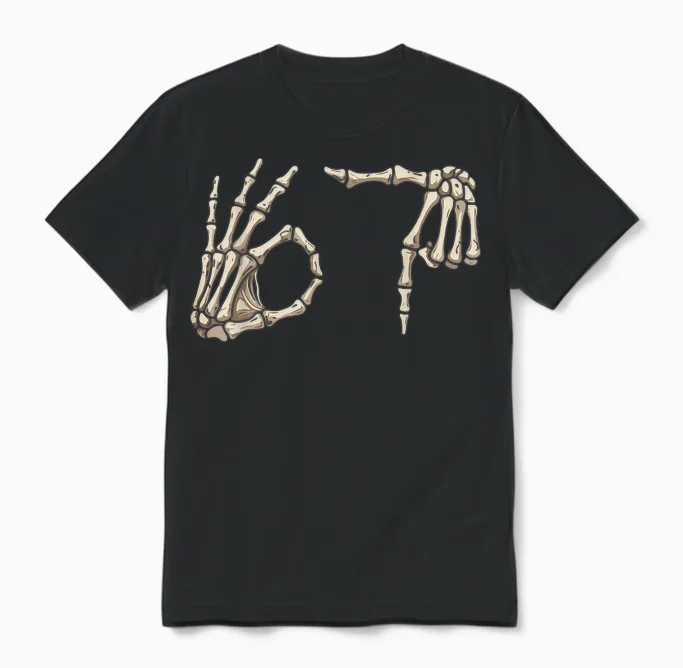 Six Seven 6 7 Meme 67 Skeleton Hand Halloween Costume Unisex T-Shirt in Black
