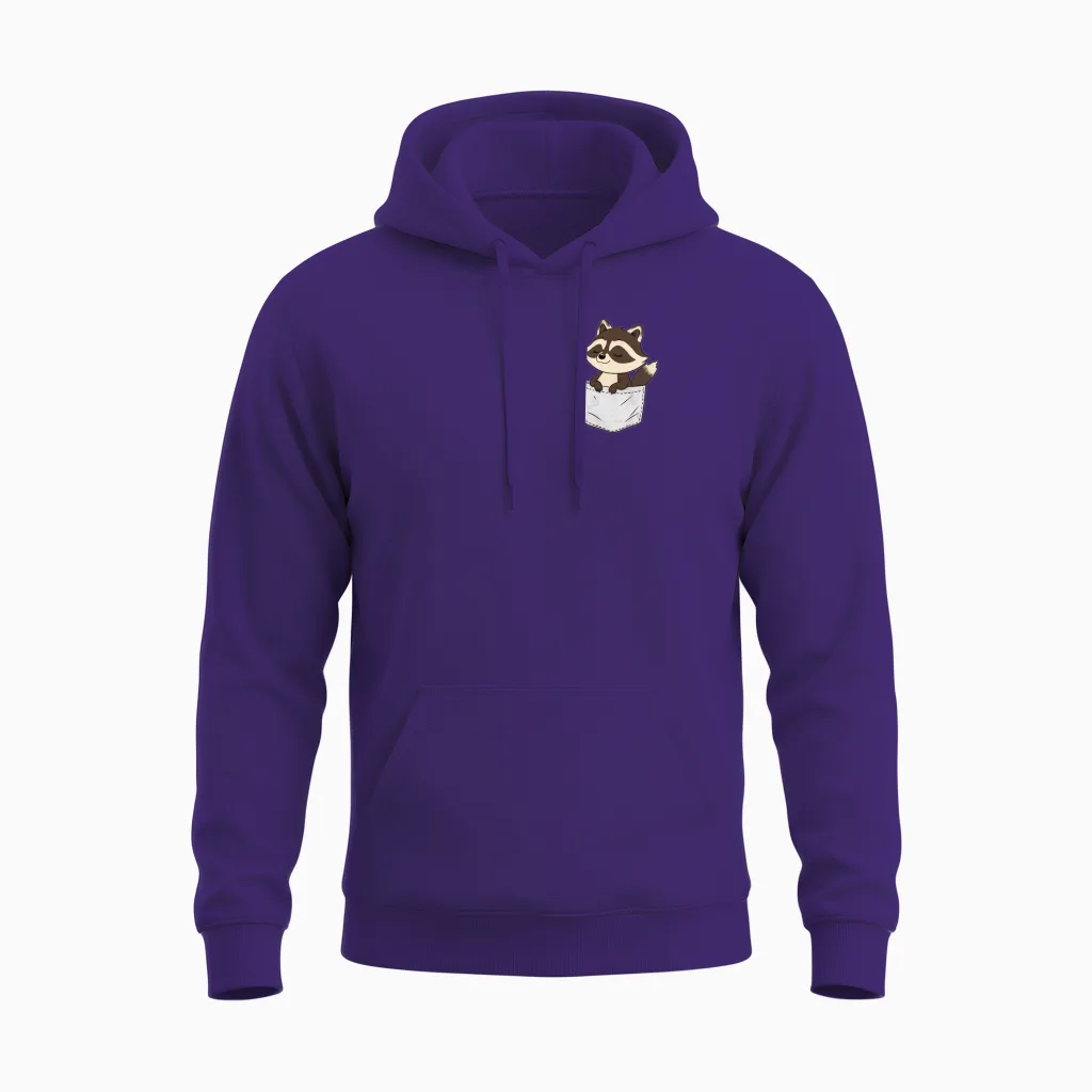 Cute Raccoon in Pocket T-Shirt β Kawaii Pocket Rac Unisex Hoodie in Purple