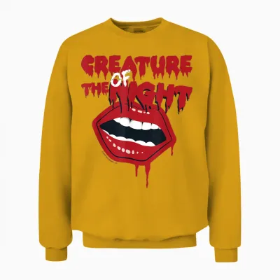 Rocky Horror Show the Creature of the Night Mouth T-Shirt, Black Unisex Sweatshirt - Gold