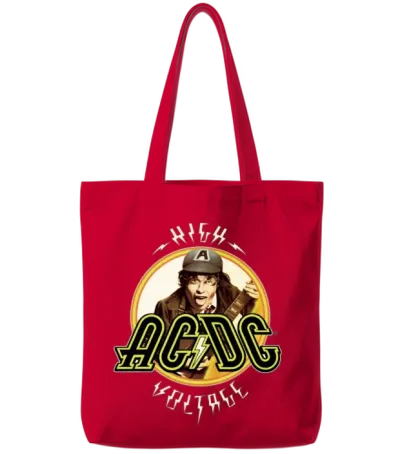 Ac/dc Logo High Voltage Album Angus Young Tote Bags - Red
