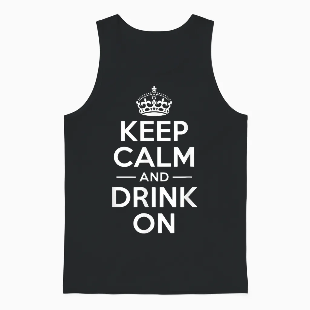 Keep Calm and Drink on Lustige Spruchkrone Unisex Tank Top in Black