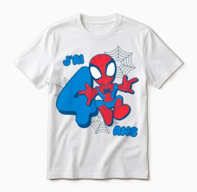 Kids Marvel Spider-Man Cute Spidey Birthday 4 Years Unisex T-Shirt - White