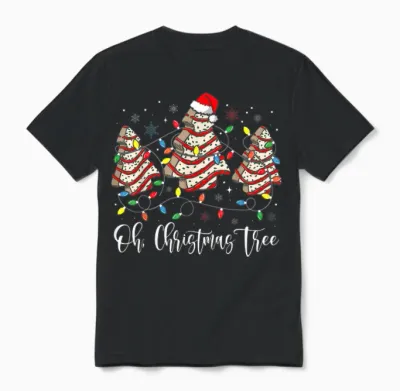 Oh Christmas Tree Cakes Debbie Becky Jen Cake Lovers Xmas Unisex T-Shirt - Black
