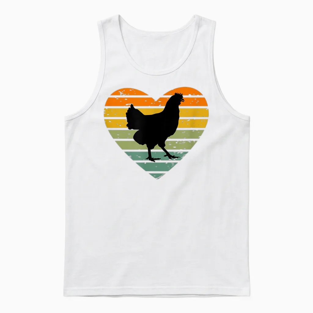 Ich Liebe Hühner Retro Herz Hühnerfan Bauernhof Henne Huhn Unisex Tank Top in White
