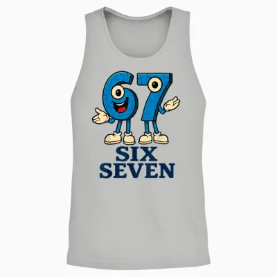 67 Six Seven 6-7 - Funny Italian Brainrot Kids Gaming Meme Unisex Tank Top - Ash
