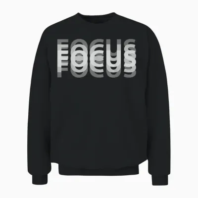 Retro Effect Focus Unisex Sweatshirt - Black