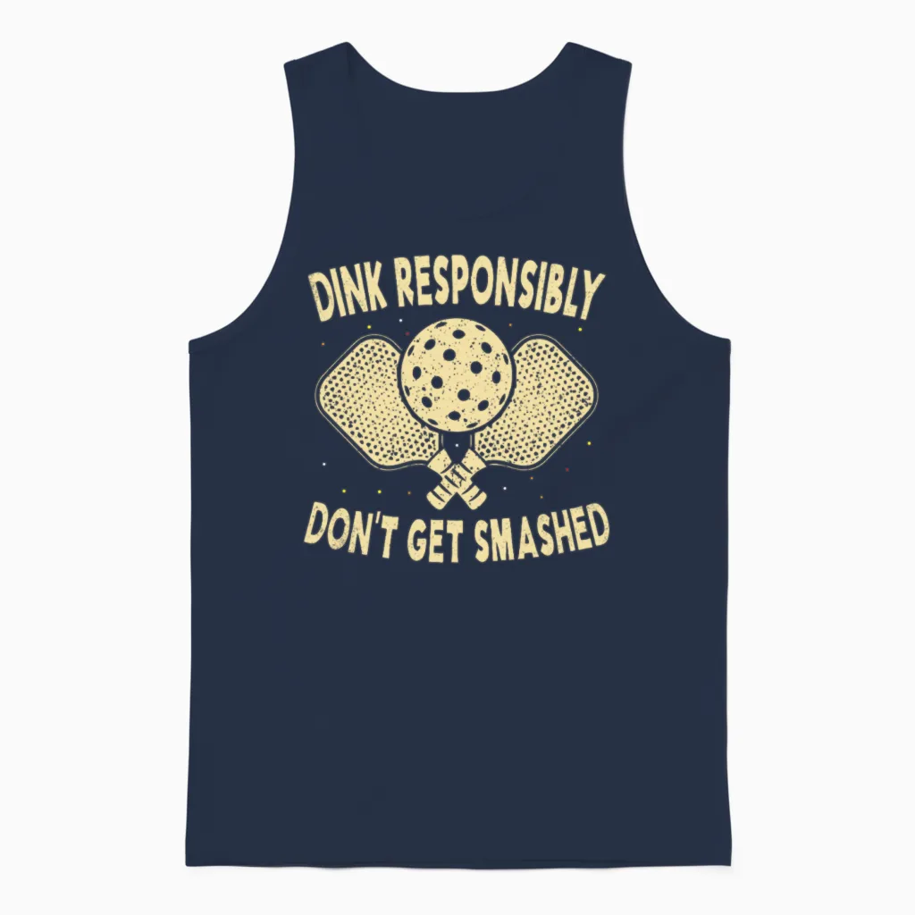 Funny Vintage Dink Responsibly Don't Get Smashed P Unisex Tank Top in Navy